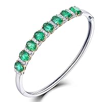 18K White Rose Gold Natural Emerald Sapphire Ruby Tourmaline Diamond Bracelet Bangle Engagement Wedding for Women