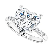 Moissanite Rings Certified, Sterling Silver with 18K White Gold Engagement Ring, Colorless VVS1 Clarity Moissanite Wedding Rings