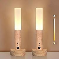 2Packs Motion Sensor Night Light Wooden Wall Sconce Magnetic Wall Night Light Rechargeable Smart Motion Battery Stick Night Lights Indoor 3 Lighting Modes Dimmable Brightness Night Light (Yellow)