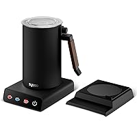 Milk Frother with Coffee Mug Warmer, 4 Hours Self-Heating, Syvio 5-in-1 Frother for Coffee with Touchscreen, 11.5oz Cold or Hot Foam Maker, Warm Milk/Coco, Electric Milk Steamer for Latte Cappuccino