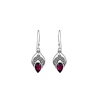 Deep Red Allure Garnet 925 Sterling Silver Dangle Earrings Jewelry