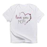 Infant T-Shirt I Love You Mom Burlap and Pink Heart