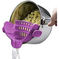 Kitchen Gizmo Snap N Strain Pot Strainer and Pasta Strainer - Strainers and Colanders - Adjustable Silicone Clip On Strainer for Pots, Pans, and Bowls - Kitchen Colander - Purple
