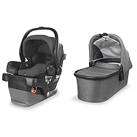UPPAbaby Mesa V2 Infant Car Seat/Easy Installation/Innovative SmartSecure Technology/Base + Robust & Bassinet - Greyson (Charcoal Melange/Carbon)