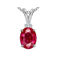 Tommaso Design Oval 10x8mm Created Ruby Pendant Necklace 14kt Gold
