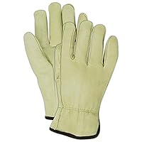 MAGID B6540ET Roadmaster Tan 100% Cow Grain Leather Driver Gloves, Medium Yellow
