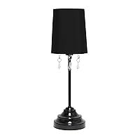 Simple Designs LT3018-BLK Table Lamp with Fabric Shade and Hanging Acrylic Beads, Black