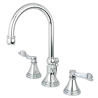 Kingston Brass KS2981DFL NuFrench Widespread Lavatory Faucet with Brass Pop-Up, Polished Chrome