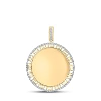 Jewels By Lux 10K Yellow Gold Mens Round Diamond Memory Circle Charm Pendant 1/4 Cttw, Length: 2.54 In, Width: 1.99 In