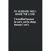 My Husband And I Share The Load, I Breast Feed Because He Can't And He Sleeps Because I Can't: College Rulled Notebook For Wives With Kids