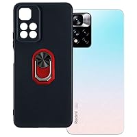 for Xiaomi Redmi Note 11 Pro 5G China Ultra Thin Phone Case + Ring Holder Kickstand Bracket, Gel Pudding Soft Silicone Phone for Redmi Note 11 Pro+ 5G 6.67 inches (RedRing-B)