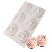 6 Cavity Flower Fondant Cake Baking Molds, 3D French Mousse Cake Silicone Mould, Chocolate Candy Mold for Party Cake Decoratin Clay,Soap Crafting Projects