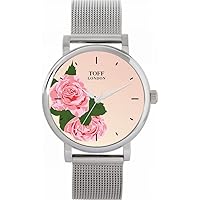 Pink Rose Mens Wrist Watch 42mm Case Custom Design