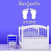 Name Custom Birth Date Newborn Foot Prints Vinyl Wall Sticker Decal Babies Nursery Bedroom Decoration