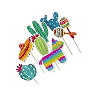 BESTOYARD Fruit Cake 28pcs Mexican Birthday Fruit Picks Birthday Food Picks Birthday Cake Decorations s Topper Party Cake Insert Party Cake Ornament Decorate Cactus Pinata Bamboo