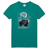 Black Bear Wilderness Moon Printed T-Shirt - Jade-Green - LT