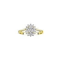 Halo Ring: Diamond Birthstone with 6X4MM Oval Gemstone - Women's Jewelry in Yellow Gold Plated Silver - Stunning Diamond Ring Sizes 5-10