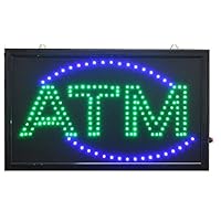 (TM) Large Animated Business LED ATM Sign W. Motion On/off Switch 21