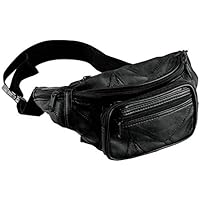 New Black Leather Waist Fanny Pack Belt Bag Pouch Travel Hip Purse Mens Womens