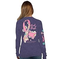 Simply Southern | Think Pink | Preppy and Stylish Women’s Denim Blue Relaxed-Fit Long Sleeve T-Shirt