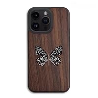 ONNAT-Insect Art Series Case for iPhone 13 Pro Max/13 Pro/13 - Real Insect Specimen(Butterfly) Genuine Black Walnut Wood Luxury Gifts for Women (13Pro,21.God Sleeved2)