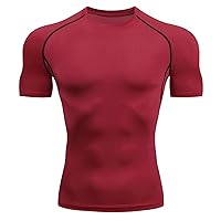 Mens Compression Shirts Short Sleeve Quick Dry Slim Fit Rash Guard Swim Shirts Athletic Workout Gear Undershirts