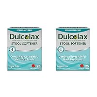Dulcolax Stool Softener Laxative Liquid Gel Capsules (25ct) for Gentle Relief, Docusate Sodium 100mg (Pack of 2)
