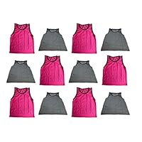 BlueDot Trading Youth Nylon Mesh Scrimmage Training Pinnie Vest for Team Practice for Children’s Sports Soccer, Football, Basketball, Combo Pink/Grey, 12 Pack
