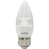 Sunlite 80984 LED B11 Clear Chandelier Light Bulb, 4.5 Watts (40W=), 300 Lumens, 120 Volts, Dimmable, Medium E26 Base, Energy Star, 90 CRI, ETL Listed, Torpedo Tip, 2700K Warm White, 1 Pack
