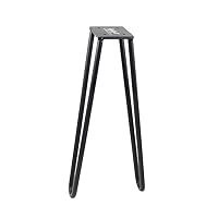 WINSOON Industrial Iron Hairpin Table Legs 16 Inch Set of 2 Pack Metal Bench Legs for Furniture feet Wooden Desk Legs Hair Pin Design (16 Inch 4-Rod Black)