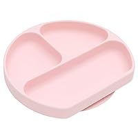 Bumkins Toddler and Baby Suction Plate, Divided Grip Dish for Babies and Kids, Baby Led Weaning, Feeding Supplies, Sticks to Tables and Highchairs, Platinum Silicone, for Chidren 6 Months, Pink