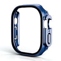 Glass+Cover for Apple Watch Case 49mm Bumper Tempered Case Apple Watch Ultra Screen Protector Iwatch Serie Ultra 49mm case (Color : Original Blue, Size : Ultra 49mm)
