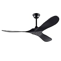 52 inch Ceiling Fan without Light, Wood Ceiling Fan with Remote Control, DC Motor, Modern black Ceiling Fan with 3 Blades, Indoor Bedroom Living Room Outdoor Ceiling Fans for Patio