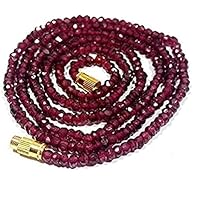 Natural Indian Garnet 3-4mm Rondelle Faceted Beads 21 in Long Bead Necklace, Garnet Beaded Necklace Jewelry, Garnet Gemstone Beads, Red