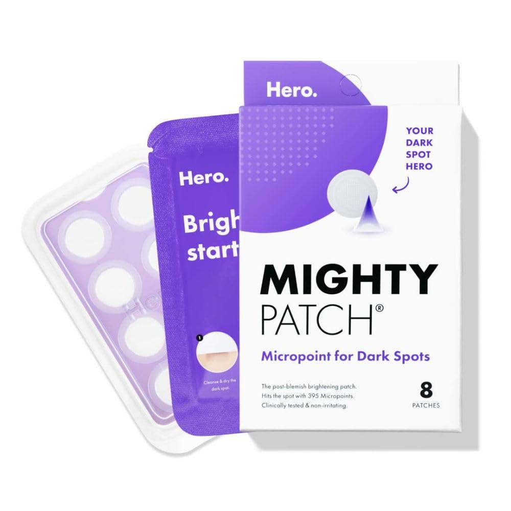 Mighty Patch Micropoint for Dark Spots from Hero Cosmetics - Post-Blemish Dark Spot Patch with 395 Micropoints, Dermatologist Tested and Non-irritating, Not Tested on Animals (8 Count)