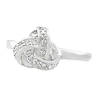 Diamonds Knot Ring, 14K White Gold, Size 7, Silver
