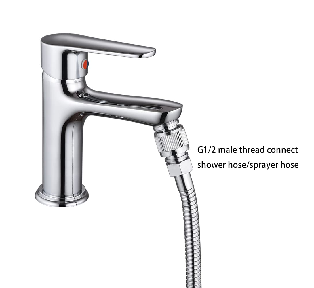 Hsmhose Sink Faucet Quick Connector,Faucet Adapter for Sink Connection Shower Hose/Garden Hose/Portable Washing Machine,Pet Bathing Chrome