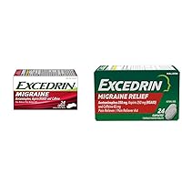 Excedrin Migraine Relief Caplets Bundle - 2 Packs of 24 Count Bottles for Migraine Symptom Alleviation