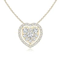 Cluster Accent Round Natural Zircon Gemstone 925 Sterling Silver Heart Pendant Necklace