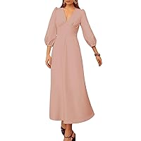A-Line Mother of The Bride Dress Wedding Guest Elegant Evening Dress V Neck Tea Length with Solid Color 2024