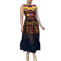 African Women's Dress Summer Print Sleeveless High Waist A Line Maxi Dress