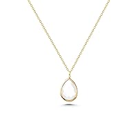 14K Real Gold Drop Pendant, Minimalist Gold Wedding Necklace, Dainty initial Oval Pendant