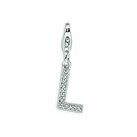 Amore LaVita Sterling Silver CZ Initial Letter lobster Clasp Bracelet Charm