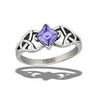 CHOOSE YOUR COLOR Sterling Silver Celtic Knot Ring