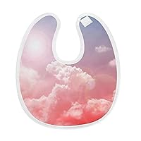 [KANAKO] スタイ よだれかけ Sunny Sky Pink Cloud ベビースタイ 食事エプロン U型 綿100% 吸水 食事用 ベビー用品 スタイ 柔らかい 出産のお祝い ギフト