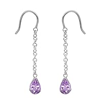 Multi Choice Pear Shape Gemstone 925 Sterling Silver Long Chain Dangle Drop Earring For Women