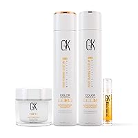 Global Keratin GK Hair Moisturizing Shampoo and Conditioner 300ml Set I Organic Argan 10ml Oil Hair Serum I Deep Conditioner Masque 200g/7.5oz