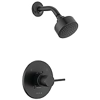 Delta Faucet Modern 14 Series Matte Black Shower Faucet, Delta Shower Trim Kit with Single-Spray Touch-Clean Black Shower Head, Matte Black T14259-BL-PP (Valve Not Included)
