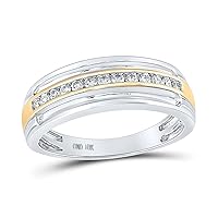 Diamond2Deal 10kt Two-tone White Gold Mens Diamond Wedding Anniversary Band Ring 1/4 Cttw Color- G-H Clarity- I2-I3