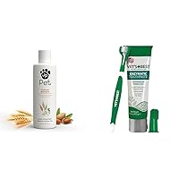 Oatmeal Shampoo - Grooming for Dogs and Cats, Soothe Sensitive Skin Formula & Vet's Best Dog Toothbrush & Toothpaste Kit - Natural Ingredients Reduce Plaque, Whiten Teeth, Freshen Breath